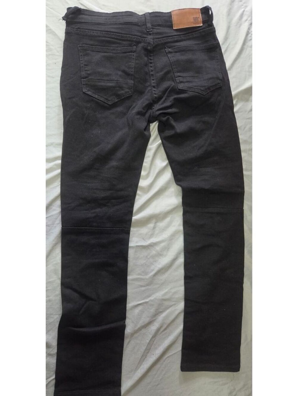 Waimea Men’s Black Moto Biker Jeans Size 32x30 Skinny Fit Distressed Zip Pockets